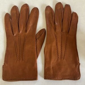 VTG Tan Leather Gloves sz 6 1/2 XS Made in France